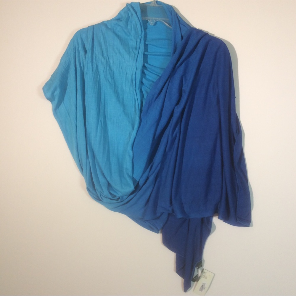 NWT LAUREN Ralph Lauren Light to Navy Blue Ombre Scarf Viscose Shoulder Wrap